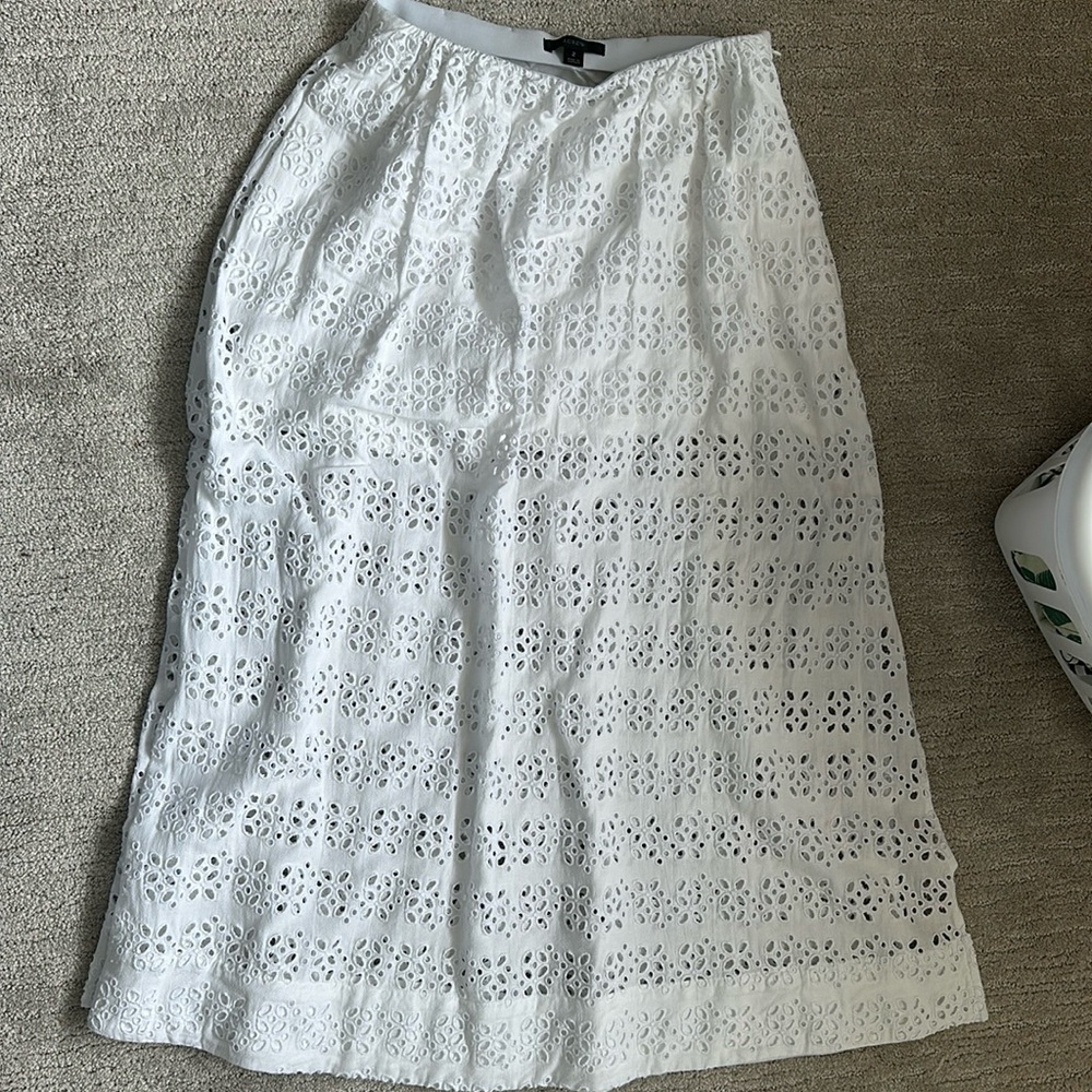 Eyelet midi skirt